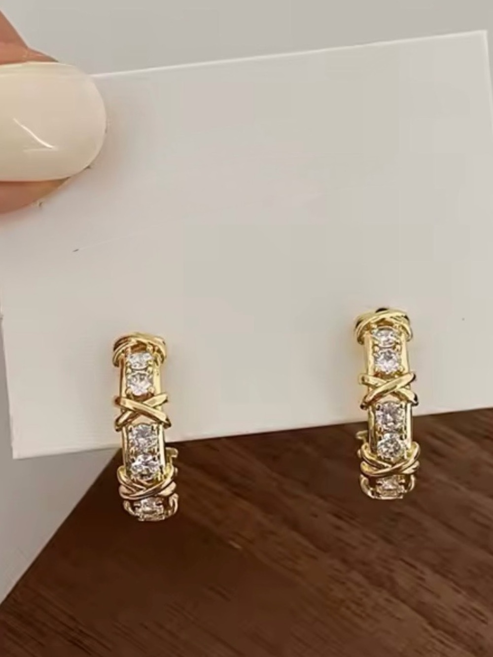 Target Gold Crystal X-Detail Hoop Earrings
